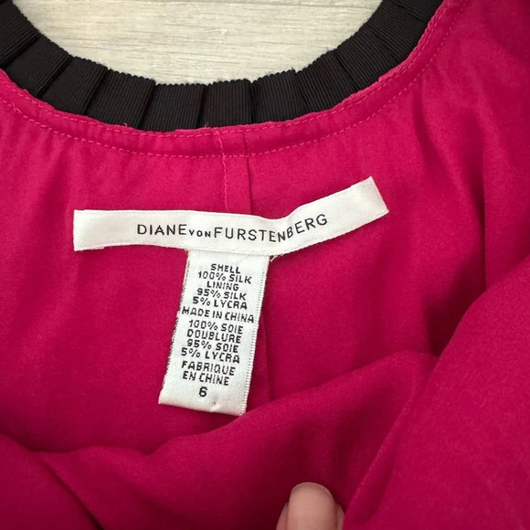 DIANE von FURSTENBERG MARSTON RASPBERRY TOP Sleeveless Silk Size 6 Ribbon Straps - Picture 6 of 7